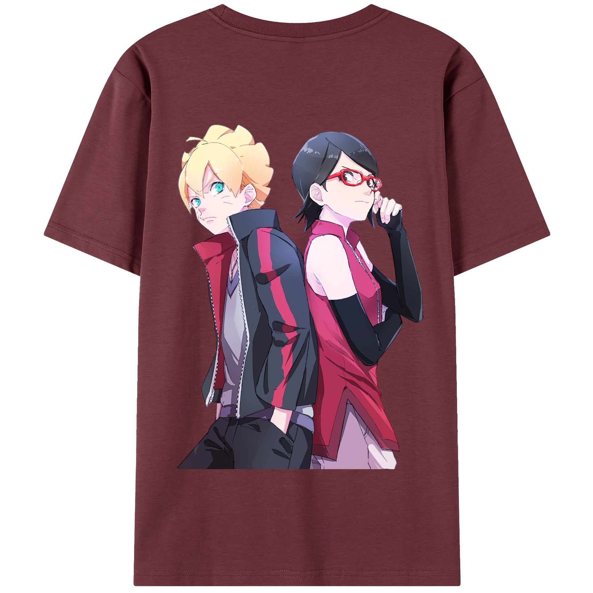 （画像用） NARUTO -ナルト- うちは サラダ Uchiha Sarada 綿100％半袖Tシャツ（背面プリント）